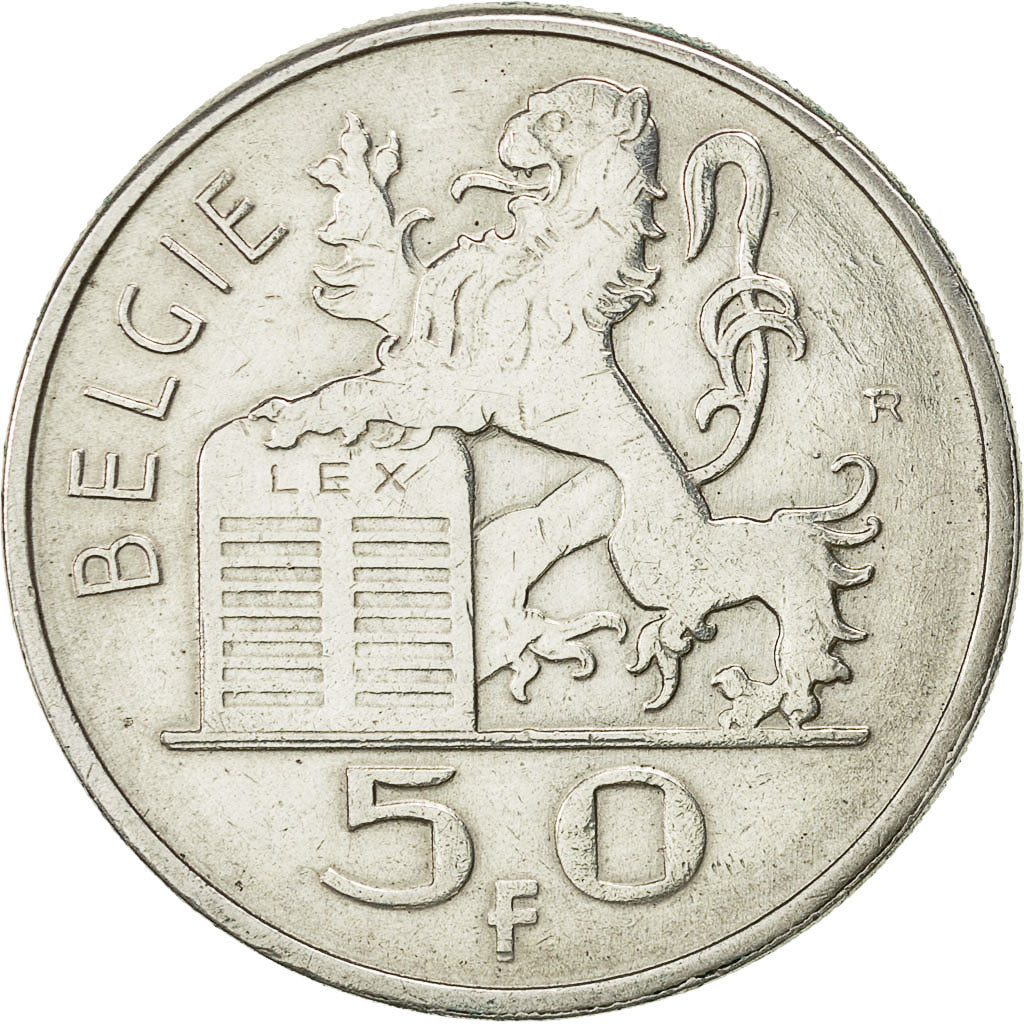Moneda, Bélgica, 50 Francs, 50 Frank, 1954, MBC+, Plata, KM:137
