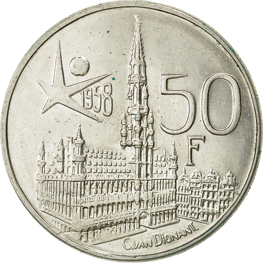 Coin, Belgium, 50 Francs, 50 Frank, 1958, AU(55-58), Silver, KM:151.1