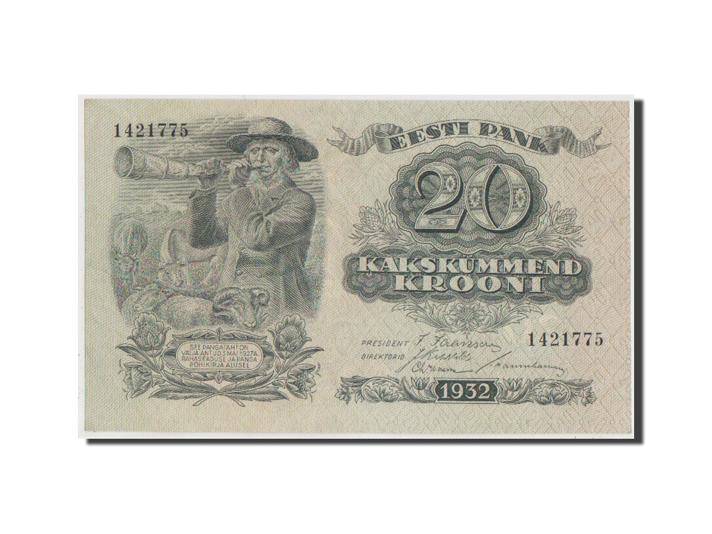 Biljet, Estland, 20 Krooni, 1932, NIEUW