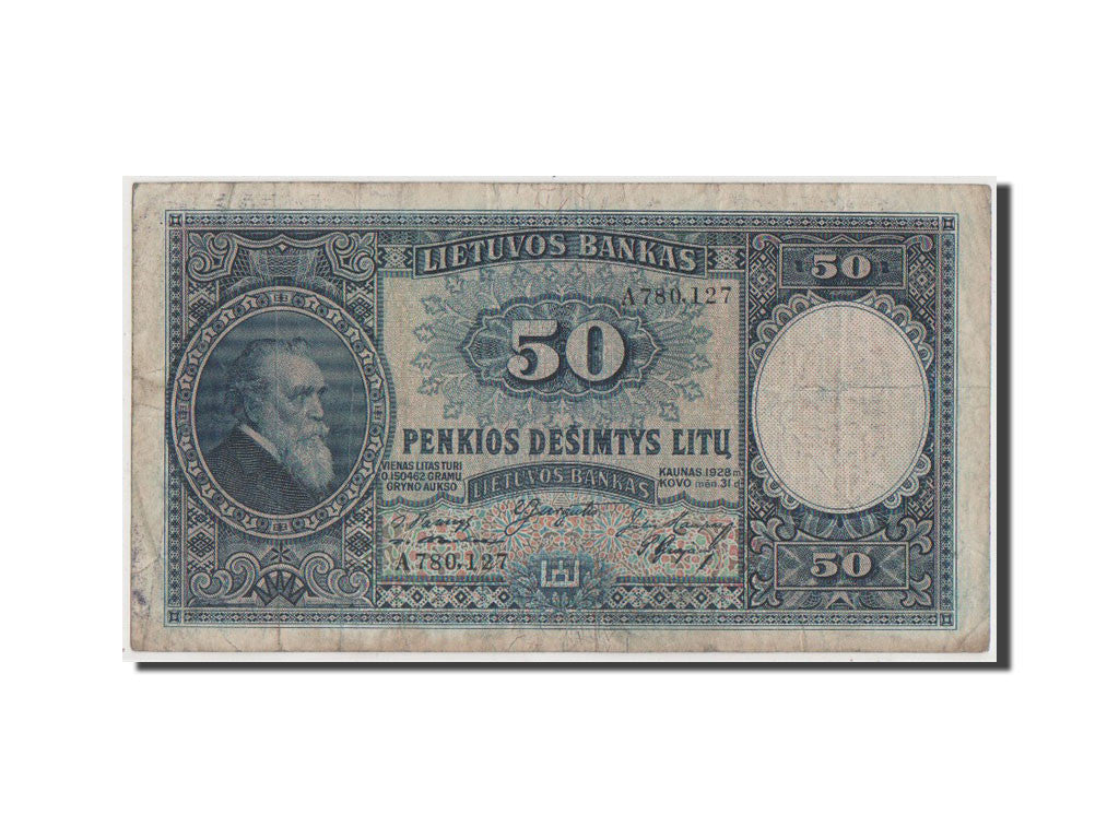 Banconote, Lituania, 50 Litu, 1928, MB+