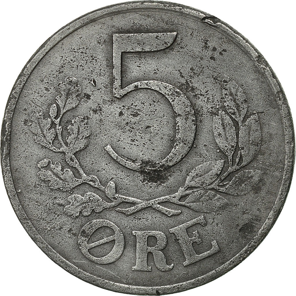 Monnaie, Danemark, Christian X, 5 Öre, 1943, Copenhagen, TB+, Zinc, KM:834a