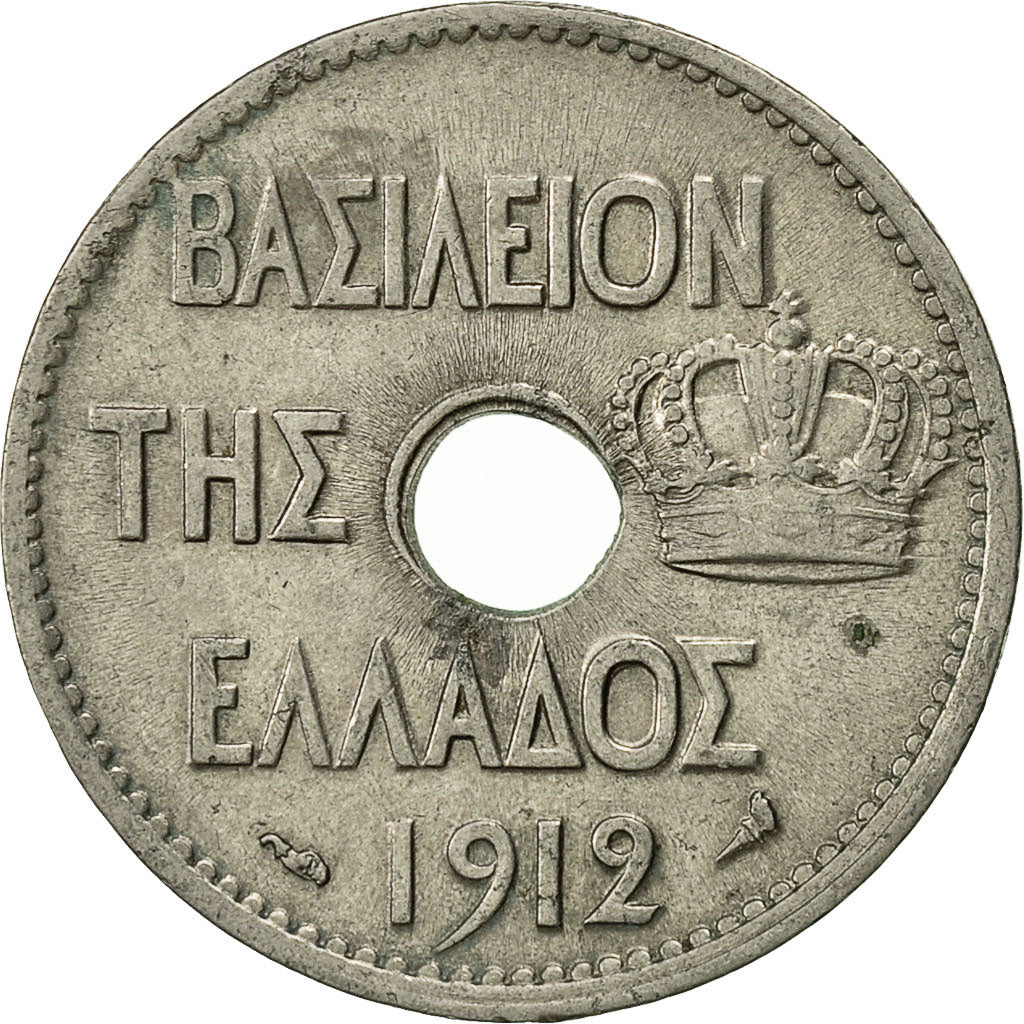 Moneta, Grecia, George I, 10 Lepta, 1912, SPL-, Nichel, KM:63