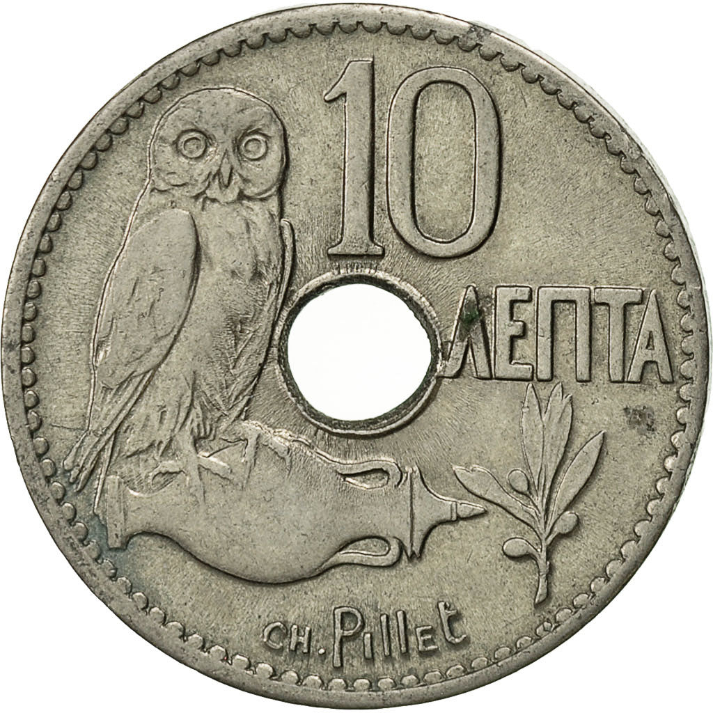 Moneta, Grecia, George I, 10 Lepta, 1912, SPL-, Nichel, KM:63