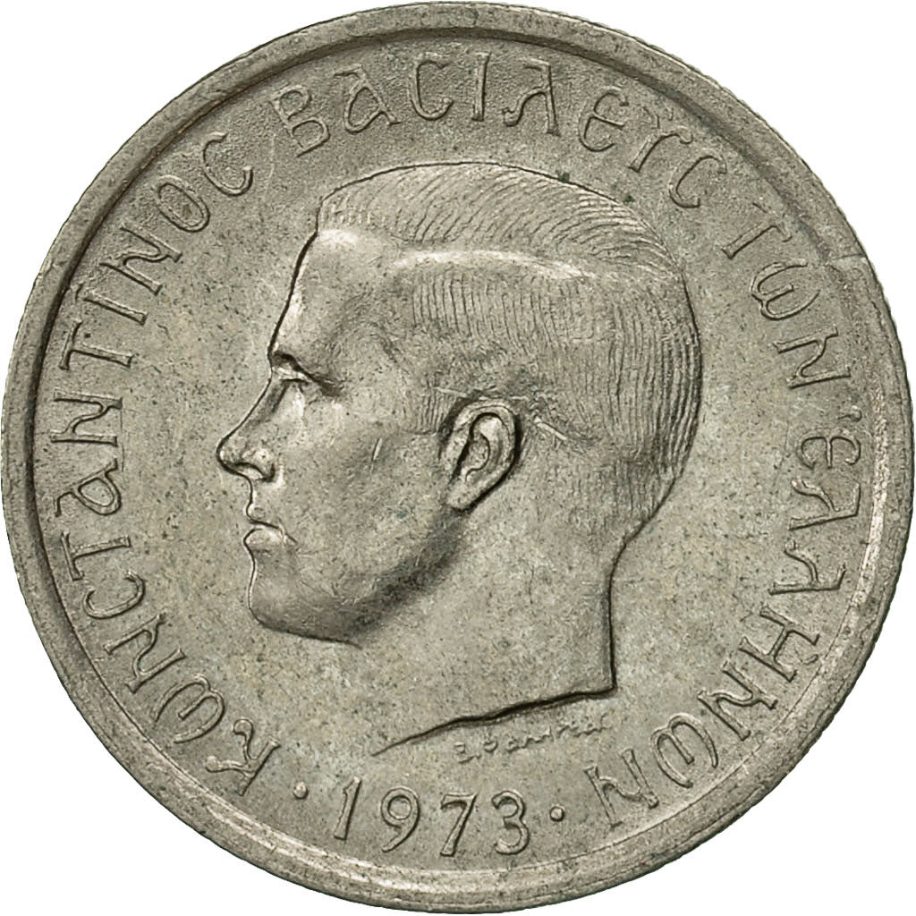 Moneta, Grecia, Constantine II, 50 Lepta, 1973, BB+, Rame-nichel, KM:97.1