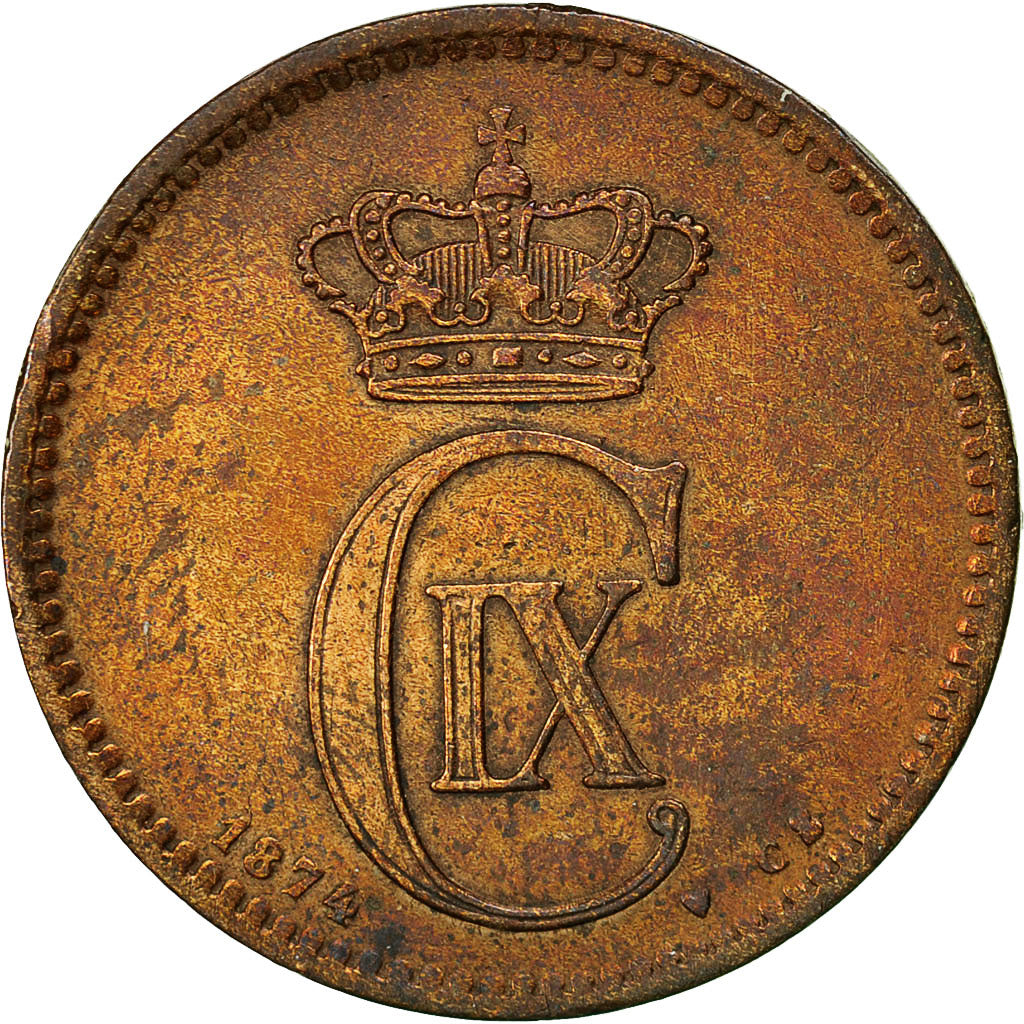Coin, Denmark, Christian IX, 5 Öre, 1874, Copenhagen, EF(40-45), Bronze