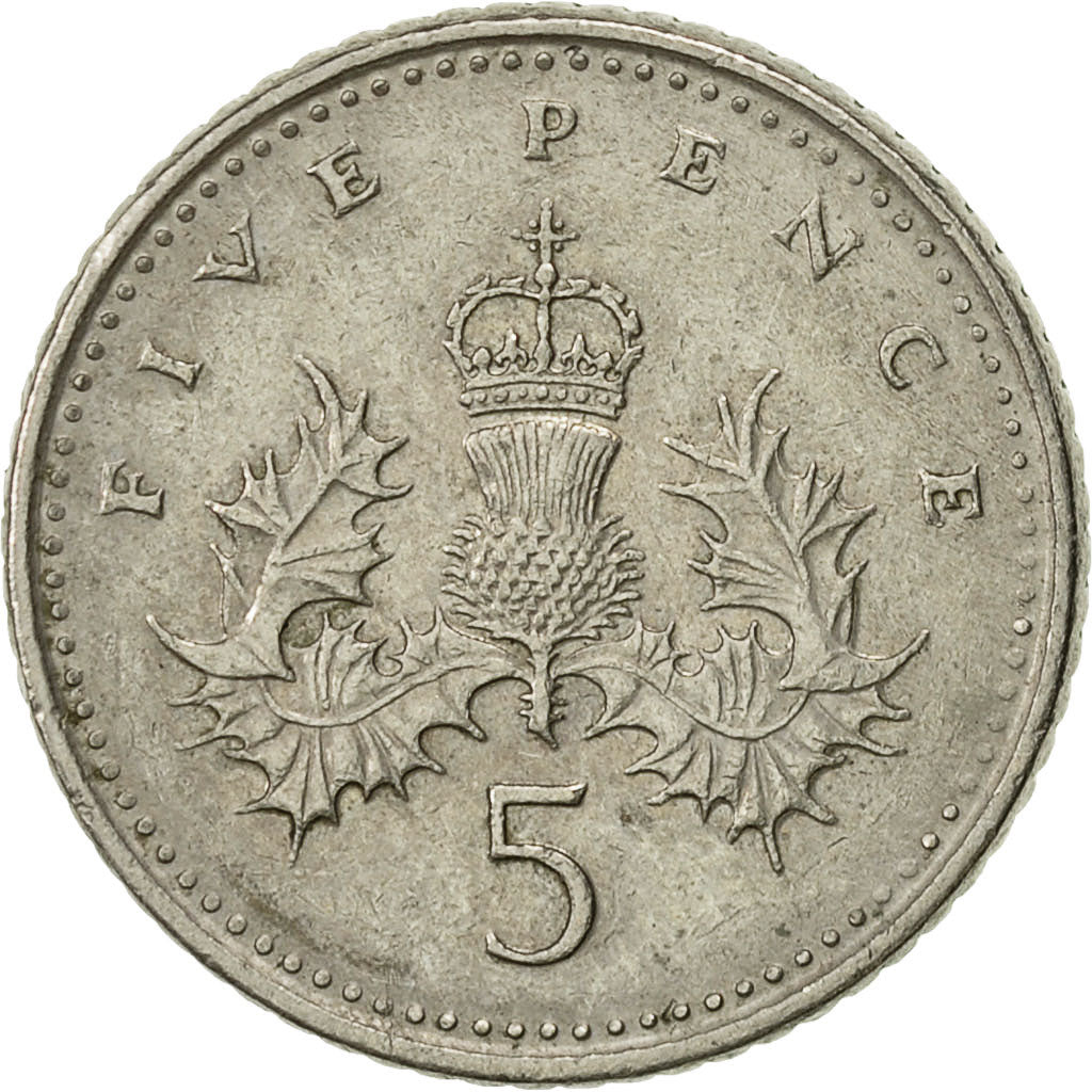 Münze, Großbritannien, Elizabeth II, 5 Pence, 1990, SS, Copper-nickel, KM:937