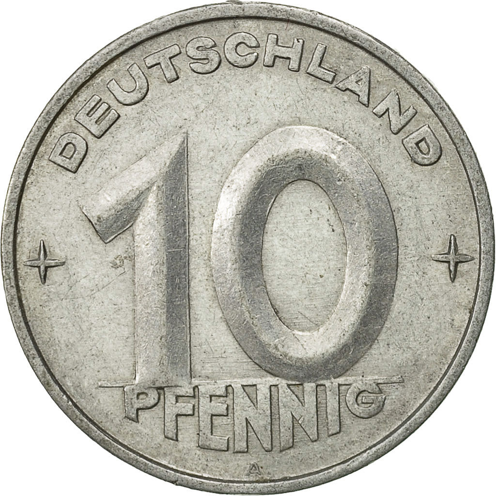 GERMAN-DEMOCRATIC REPUBLIC, 10 Pfennig, 1952, Berlin, SS, Aluminium, KM:7
