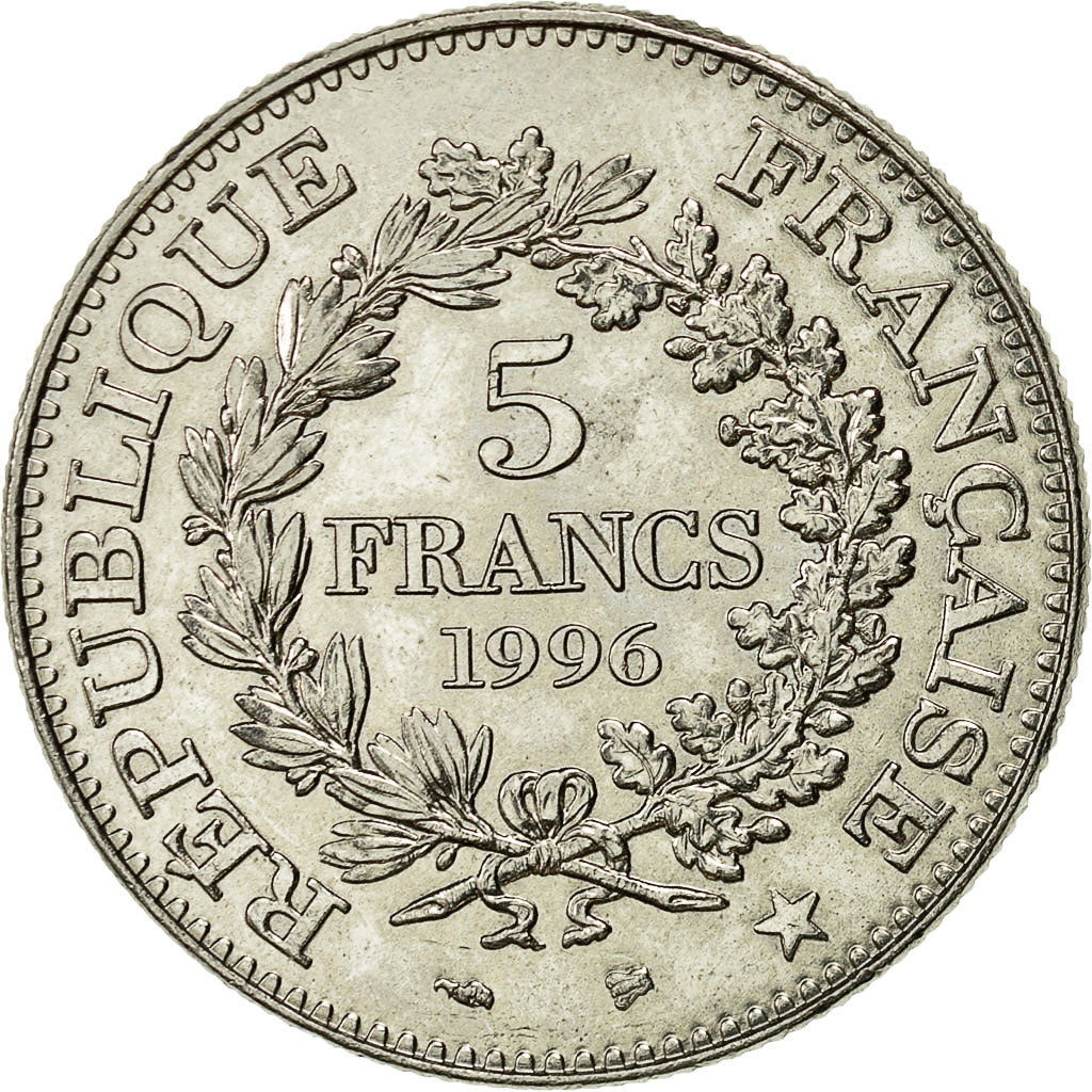 Munten, Frankrijk, Hercule, 5 Francs, 1996, Paris, ZF+, Nickel, KM:1155