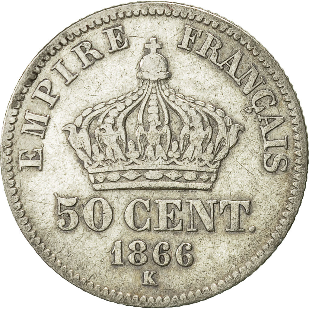 Coin, France, Napoleon III, Napoléon III, 50 Centimes, 1866, Bordeaux