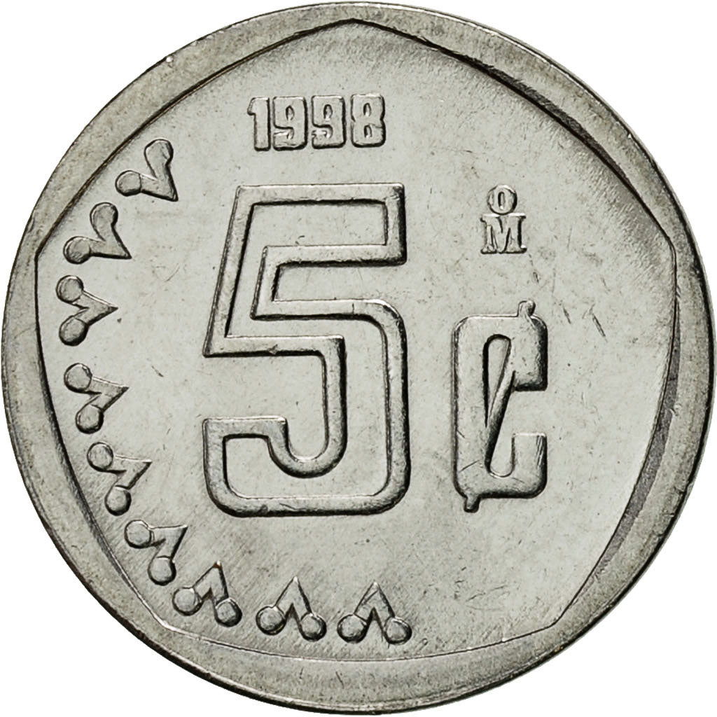 Moneda, México, 5 Centavos, 1999, Mexico City, EBC, Acero inoxidable, KM:546