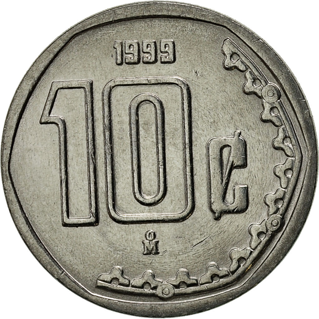 Coin, Mexico, 10 Centavos, 1999, Mexico City, AU(55-58), Stainless Steel, KM:547