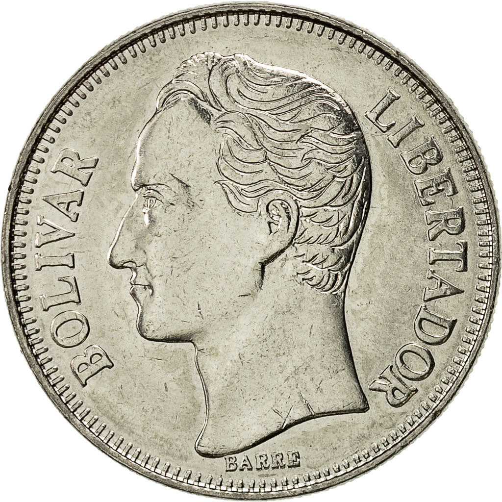 Moneta, Venezuela, Bolivar, 1990, AU(55-58), Nikiel powlekany stalą, KM:52a.2