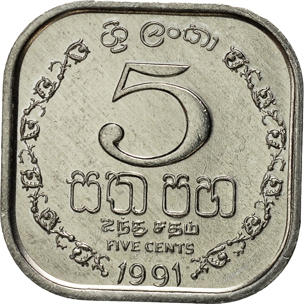 Moneta, Sri Lanka, 5 Cents, 1991, SPL-, Alluminio, KM:139a