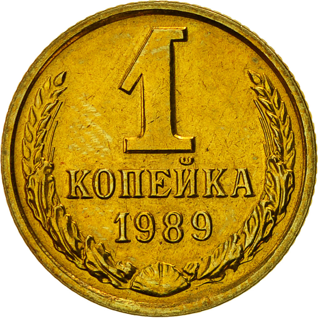 Russia, Kopek, 1989, Saint-Petersburg, AU(55-58), Brass, KM:126a