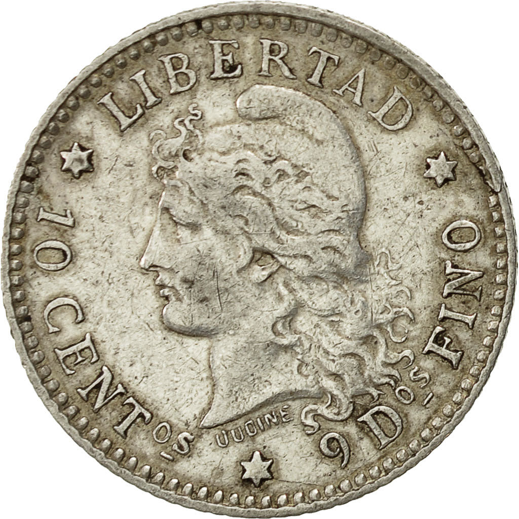 Argentina, 10 Centavos, 1883, MBC, Plata, KM:26