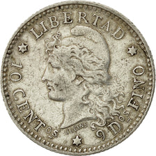 Argentina, 10 Centavos, 1883, MBC, Plata, KM:26