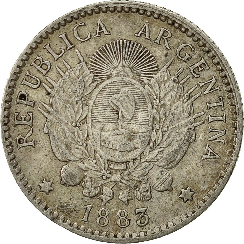Argentina, 10 Centavos, 1883, MBC, Plata, KM:26