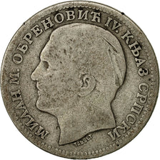 Moneta, Serbia, Milan I, Dinar, 1879, MB, Argento, KM:10