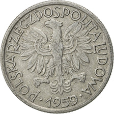 Moneda, Polonia, 2 Zlote, 1959, Warsaw, MBC, Aluminio, KM:46