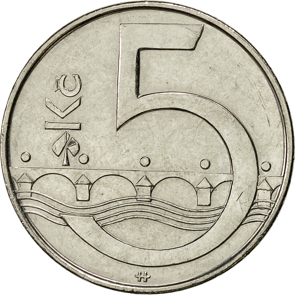 Coin, Czech Republic, 5 Korun, 2008, EF(40-45), Nickel plated steel, KM:8
