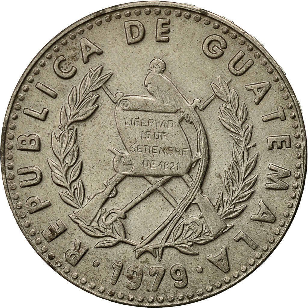 Moneda, Guatemala, 25 Centavos, 1979, MBC+, Cobre - níquel, KM:278.1