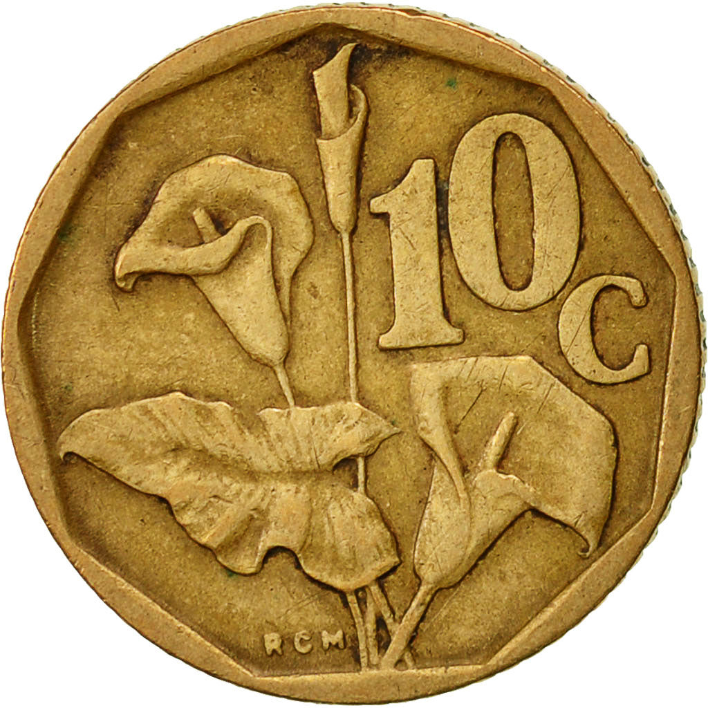 Moneda, Sudáfrica, 10 Cents, 1993, MBC, Bronce chapado en acero, KM:135