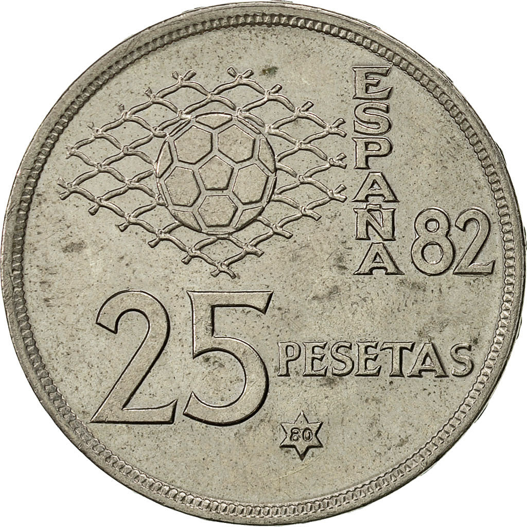 Coin, Spain, Juan Carlos I, 25 Pesetas, 1980, AU(50-53), Copper-nickel, KM:818