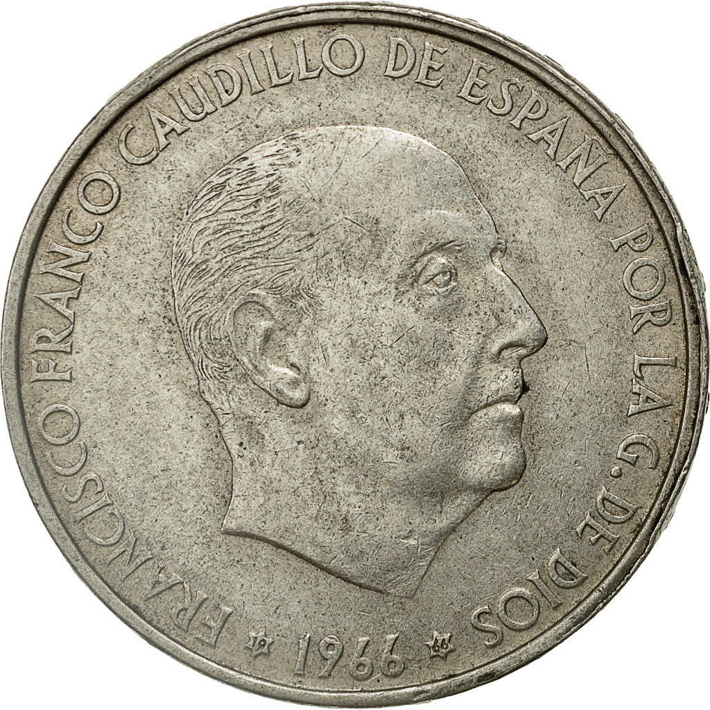 Moneta, Spagna, Caudillo and regent, 100 Pesetas, 1966, Madrid, BB, Argento