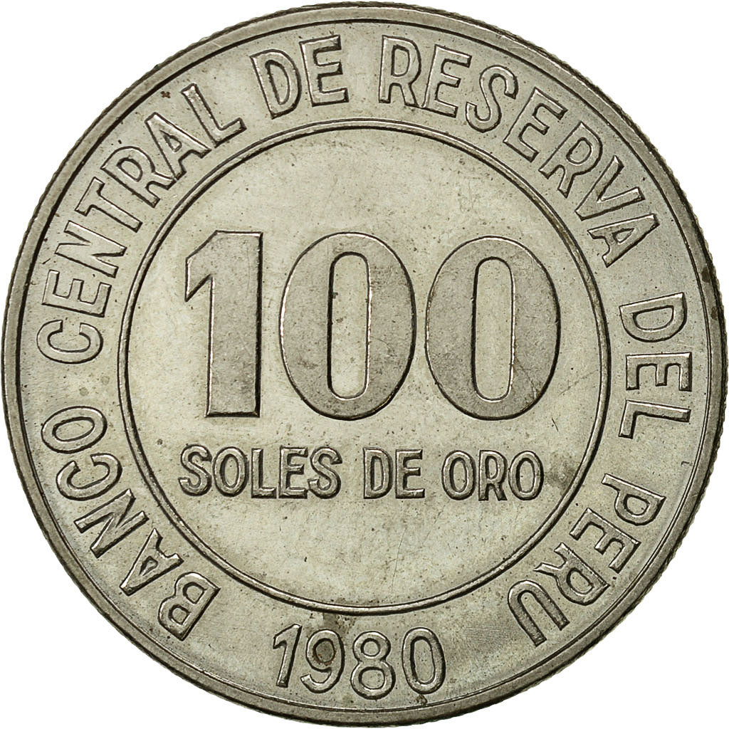 Munten, Peru, 100 Soles, 1980, Lima, ZF+, Copper-nickel, KM:283