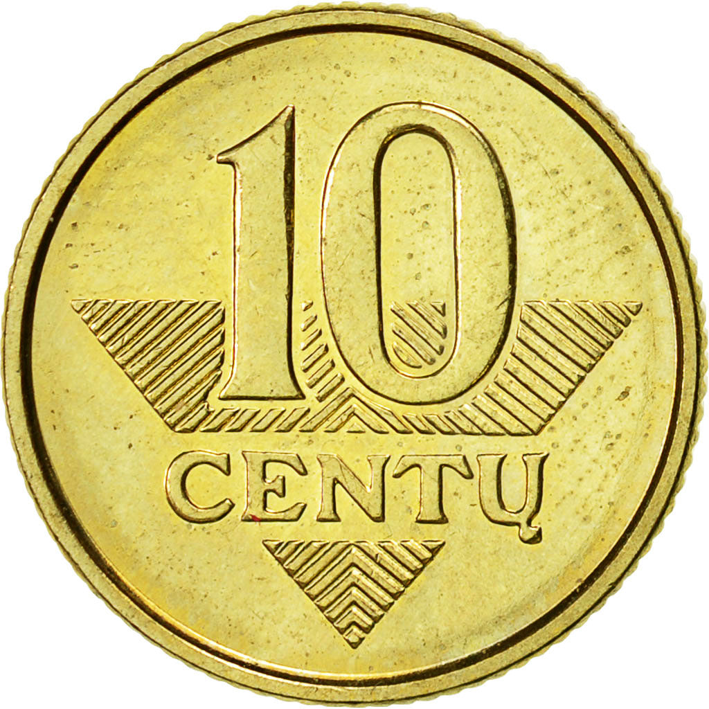Moneta, Litwa, 10 Centu, 2008, AU(55-58), Mosiądz niklowy, KM:106