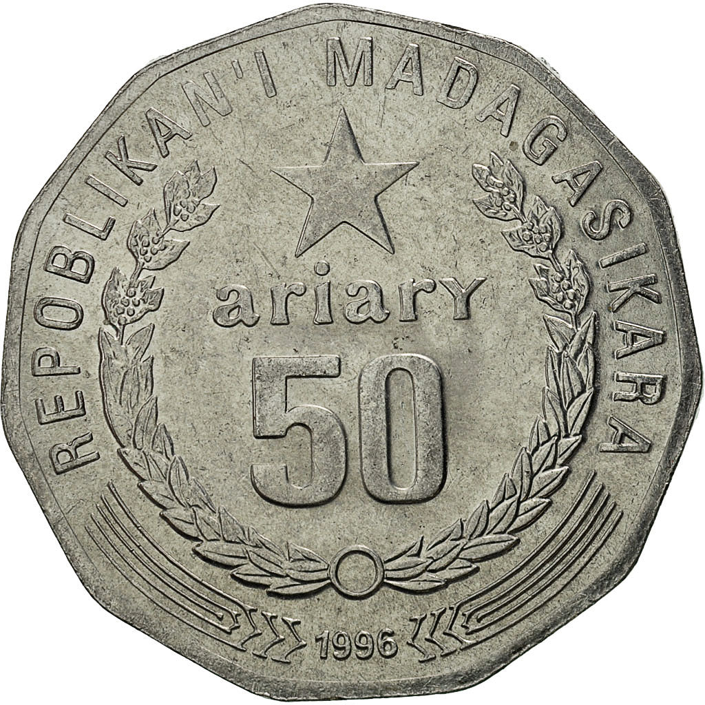 Madagascar, 50 Ariary, 1996, Paris, SPL-, Acciaio inossidabile, KM:25.1