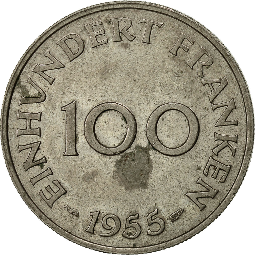 Münze, SAARLAND, 100 Franken, 1955, Paris, SS, Copper-nickel, KM:4