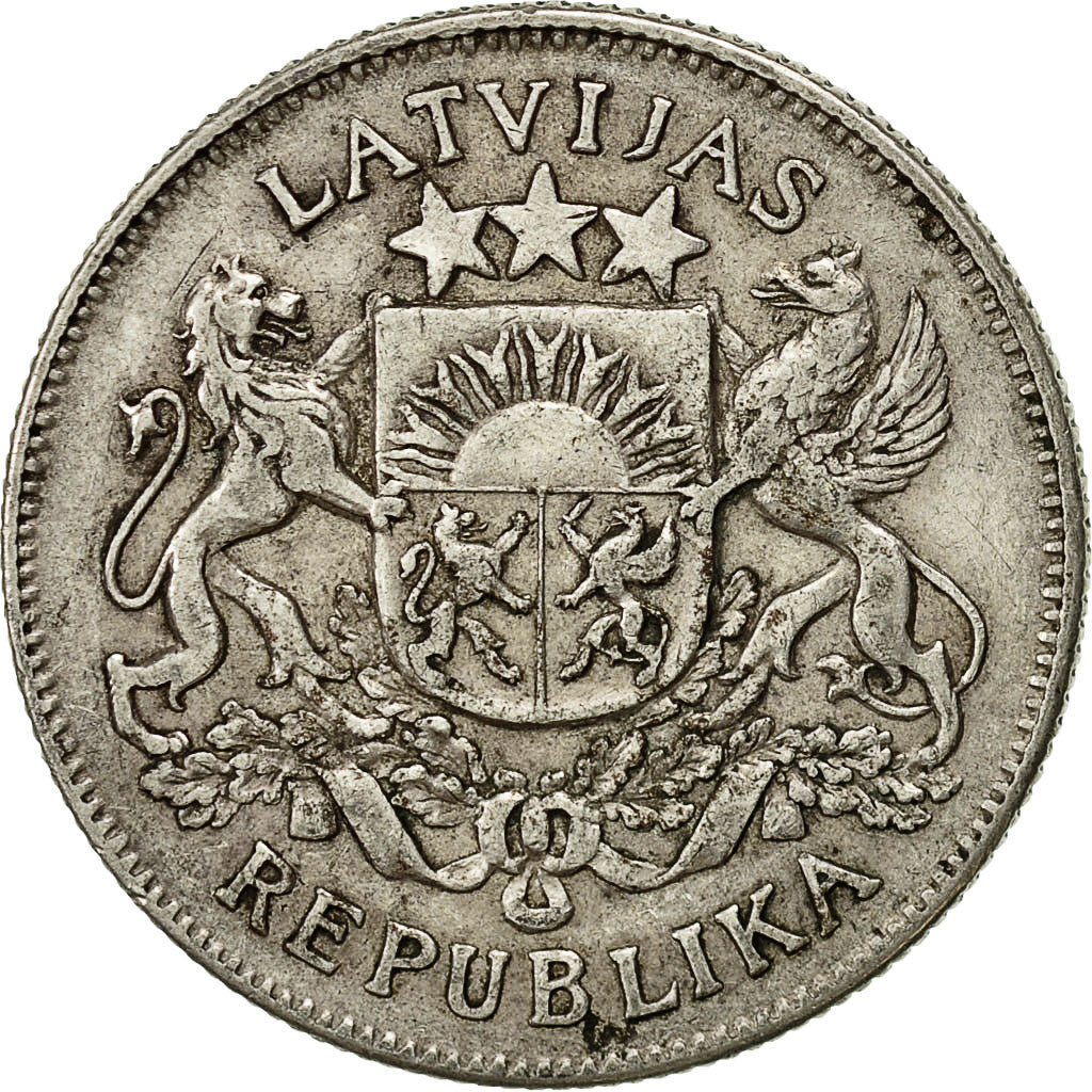 Moneda, Letonia, 2 Lati, 1925, MBC, Plata, KM:8