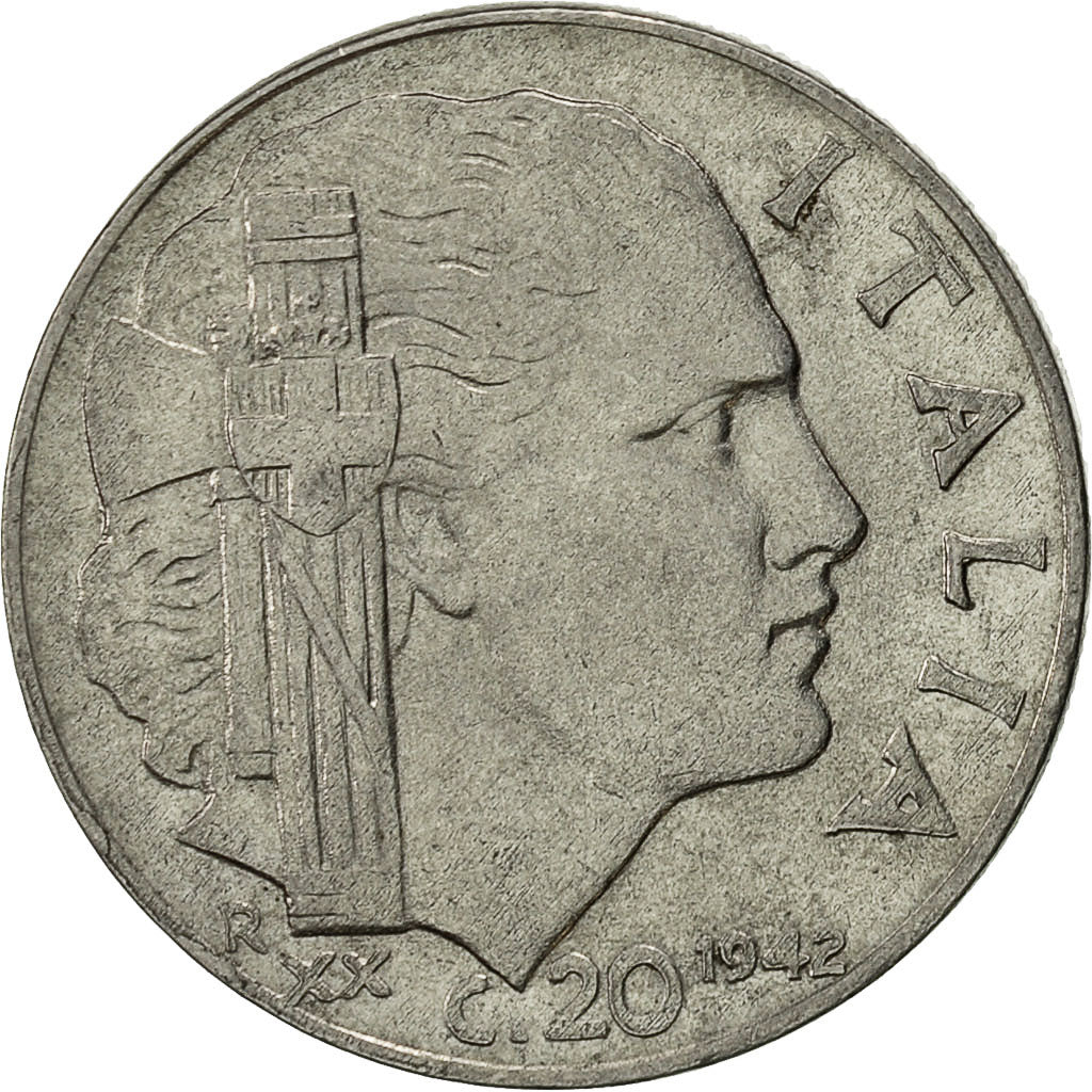 Coin, Italy, Vittorio Emanuele III, 20 Centesimi, 1942, Rome, AU(50-53)