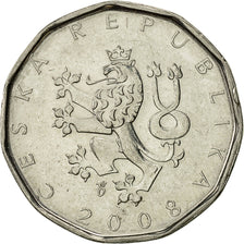 Munten, Tsjechische Republiek, 2 Koruny, 2008, ZF+, Nickel plated steel, KM:9