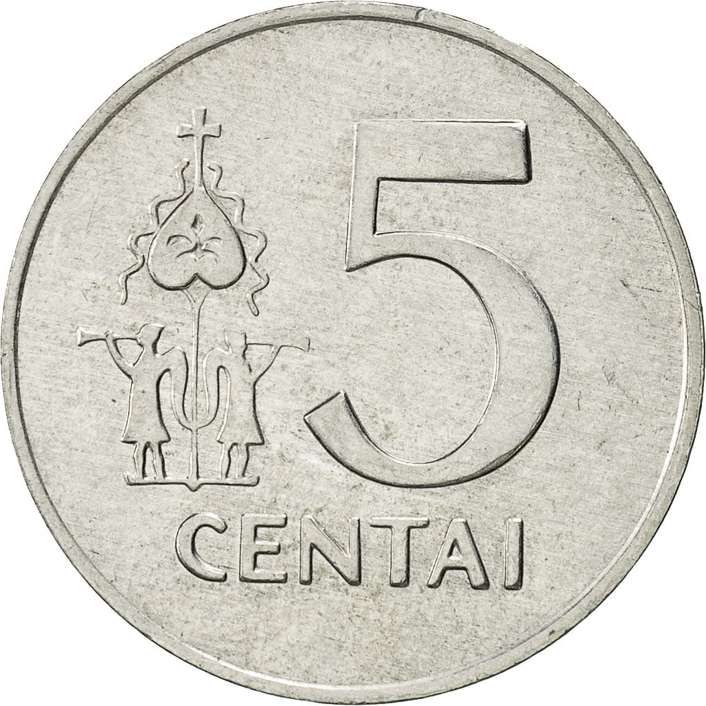 Coin, Lithuania, 5 Centai, 1991, AU(50-53), Aluminum, KM:87