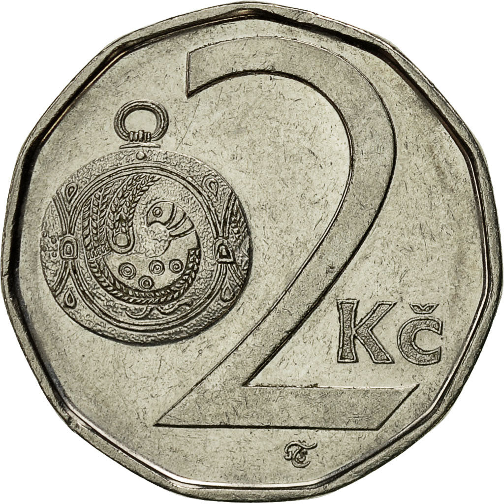 Moneda, República Checa, 2 Koruny, 2001, MBC+, Níquel chapado en acero, KM:9