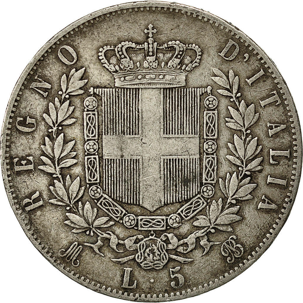 Italia, Vittorio Emanuele II, 5 Lire, 1875, Milan, BB, Argento, KM:8.3
