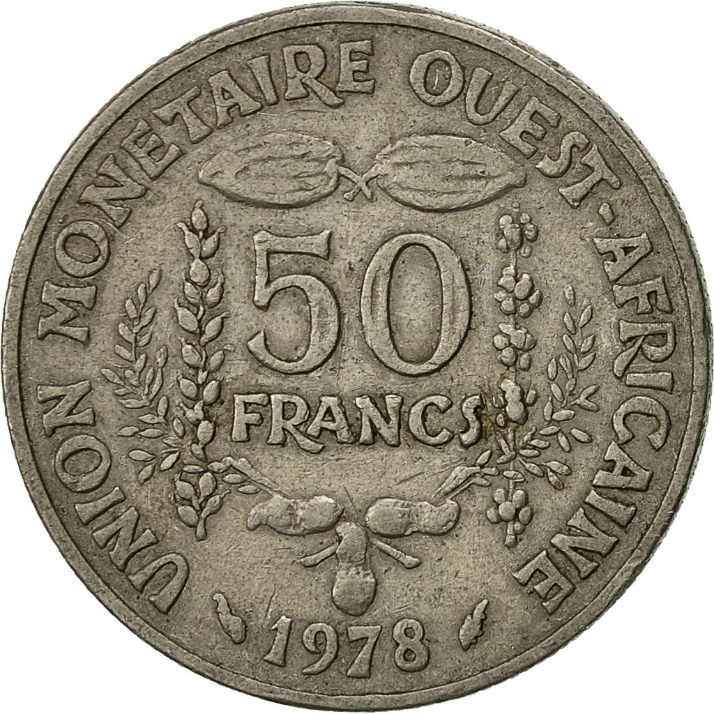 Moneda, Estados del África Occidental, 50 Francs, 1978, Paris, MBC, Cobre -