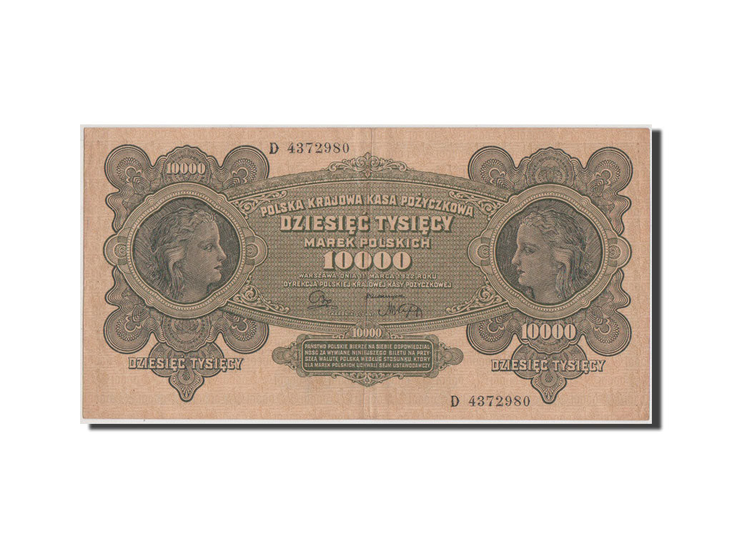 Poland, 10,000 Marek, 1922, KM #32, EF(40-45), D4372980