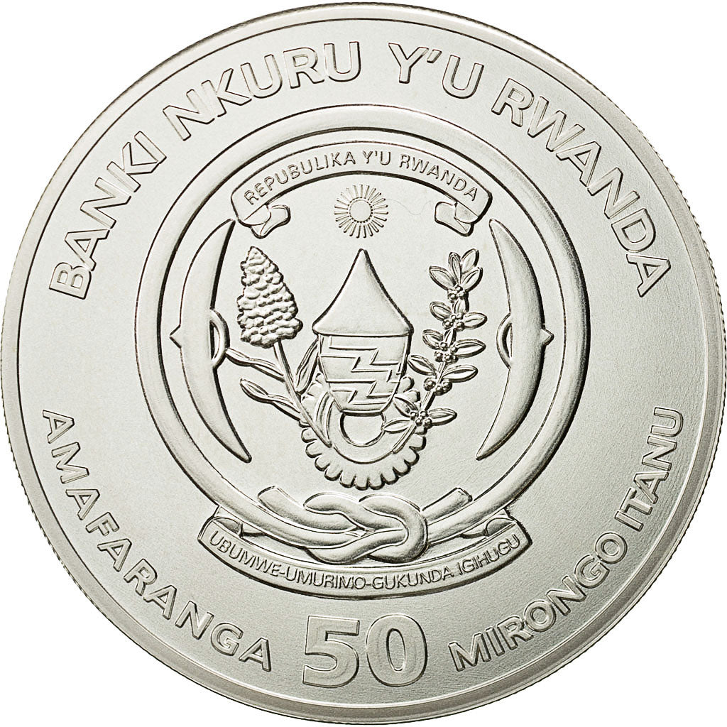 Moneda, Ruanda, 50 Francs, 2012, FDC, Plata, KM:37