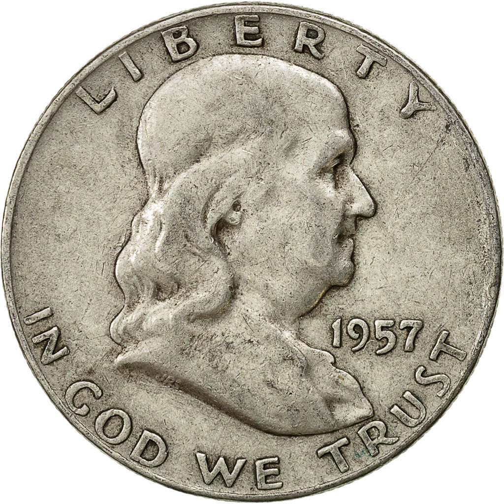 Coin, United States, Franklin Half Dollar, Half Dollar, 1957, U.S. Mint, Denver