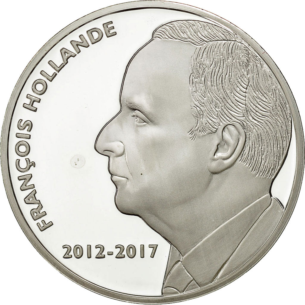Francia, Medal, François Hollande, FDC, Copper Plated Silver