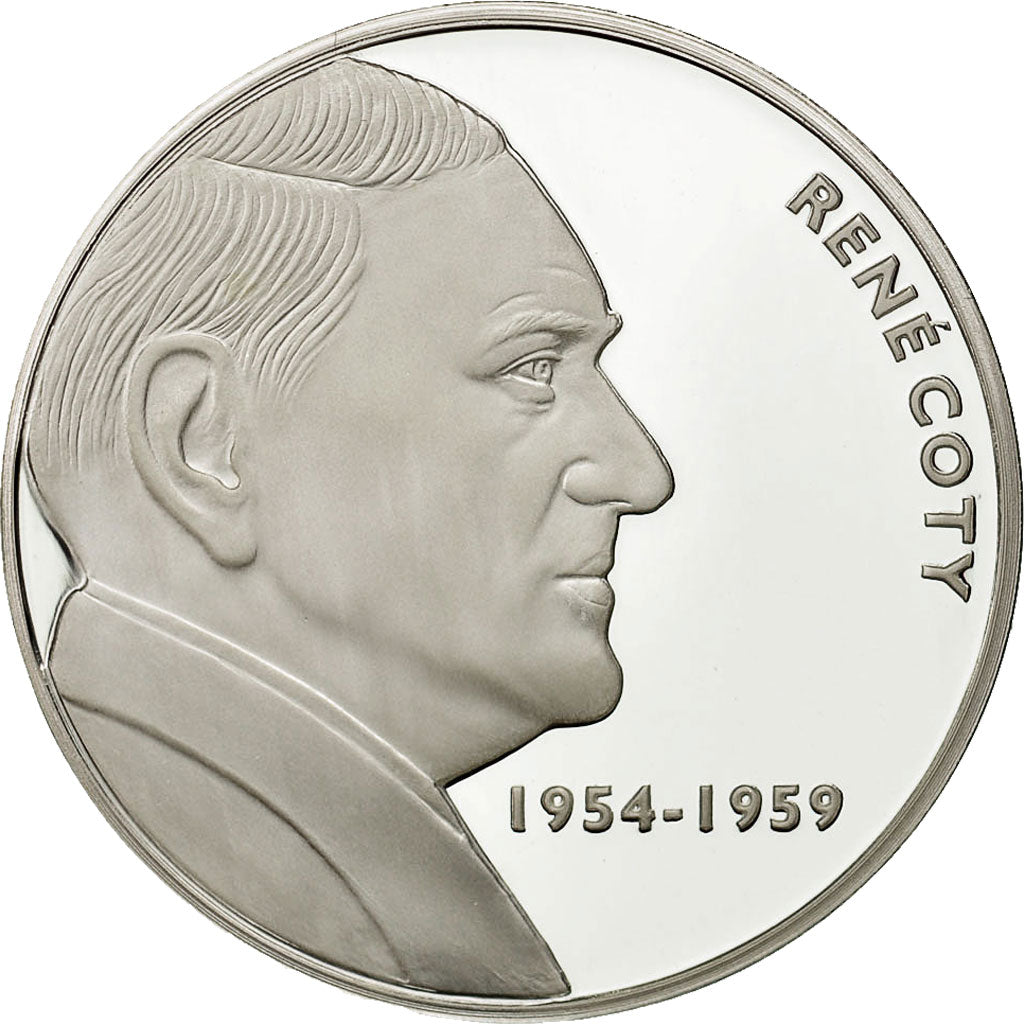 Francia, Medal, René Coty, FDC, Copper Plated Silver