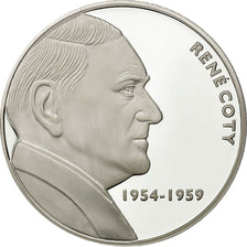 Francia, Medal, René Coty, FDC, Copper Plated Silver