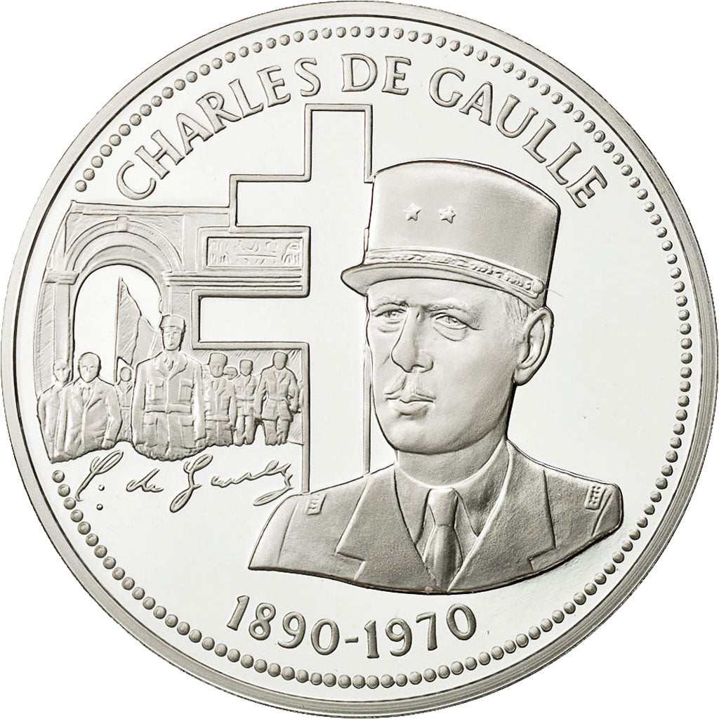 Francia, Medal, Charles De Gaulle, FDC, Copper Plated Silver