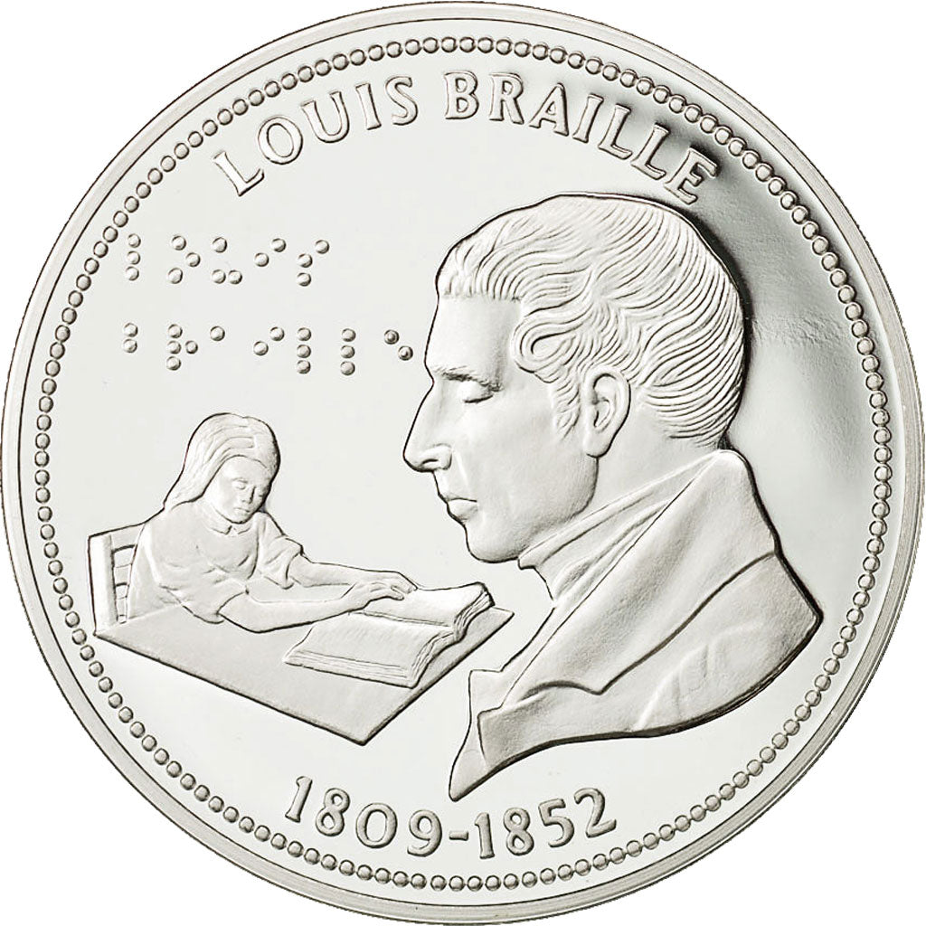 Francia, Medal, Louis Braille, FDC, Copper Plated Silver