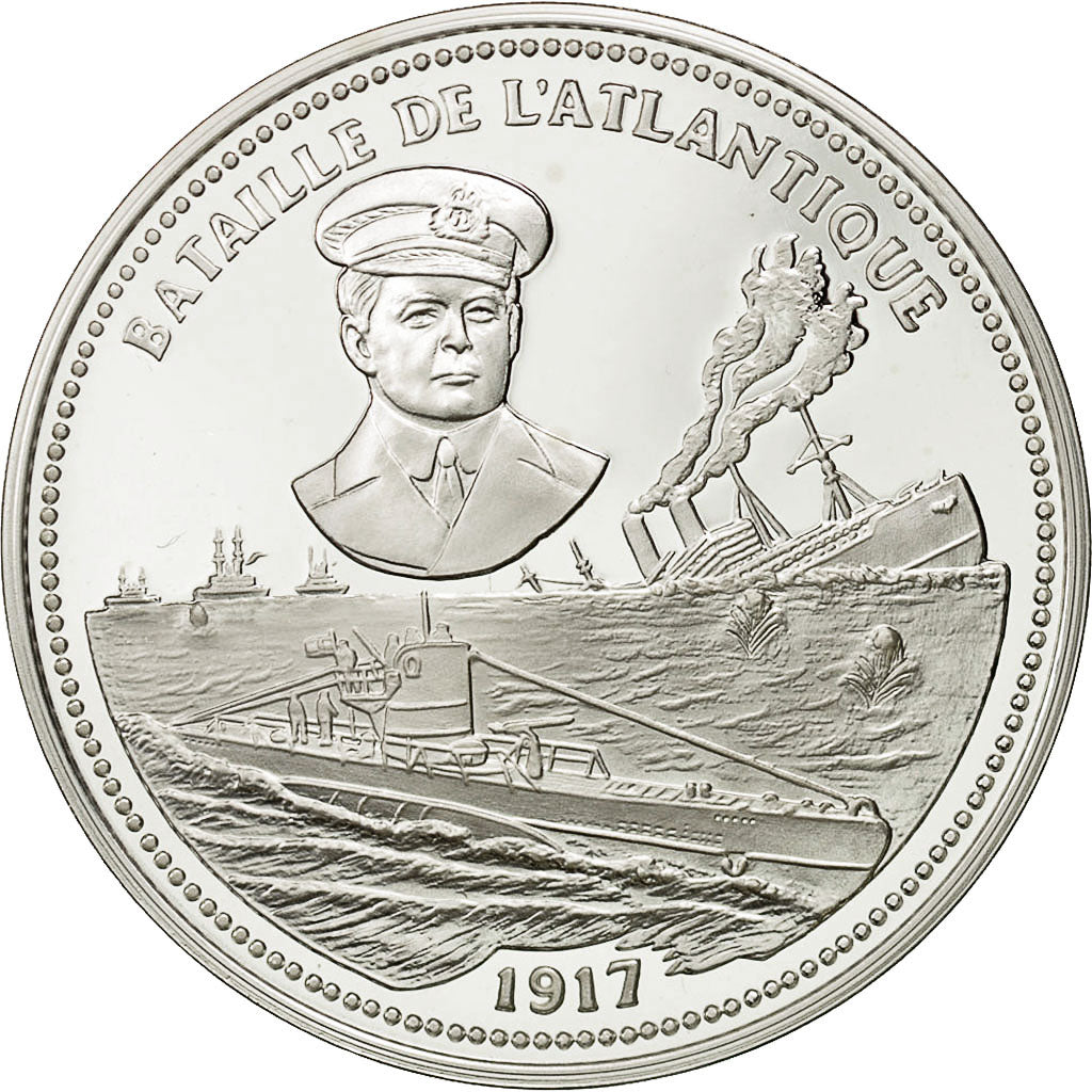 Francja, Medal, Bataille de l'Atlantique, MS(65-70), Miedź platerowana srebrem