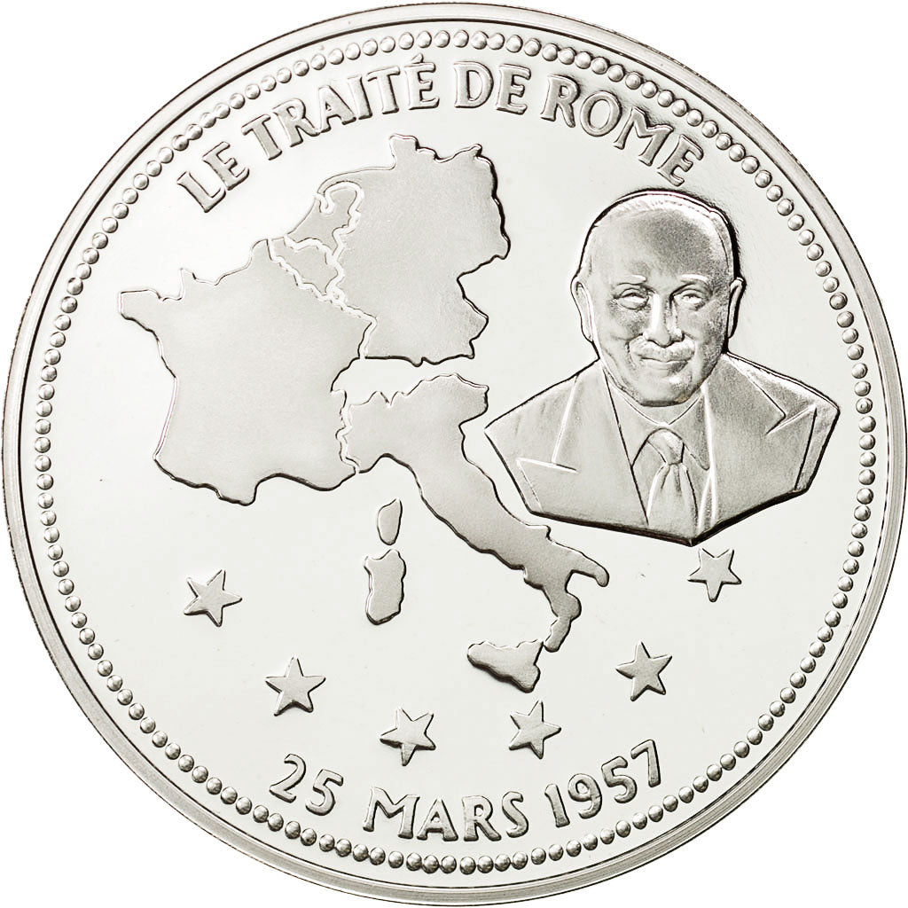 Francia, Medal, Le Traité de Rome, FDC, Copper Plated Silver