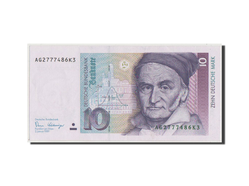 Germany - Federal Republic, 10 Deutsche Mark, 1989, KM #38a, AU(50-53),...